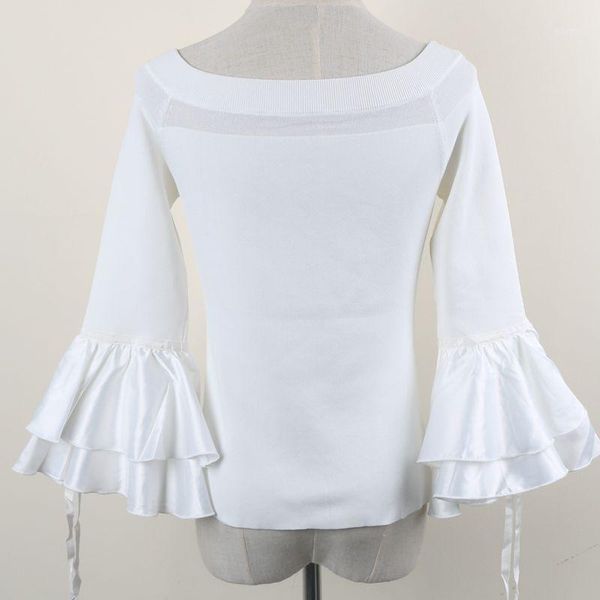 summer new women's pullover long sleeve one-line collar horn sleeve slim solid color knitted thin1, White;black
summer new women's pullover long sleeve one-line collar horn sleeve slim solid color knitted thin1, White;black
