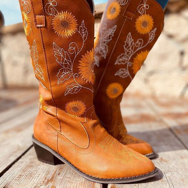 fashion women boots daisy embroidery women round toe cowboy boots low heel martin plus size short, Black
fashion women boots daisy embroidery women round toe cowboy boots low heel martin plus size short, Black