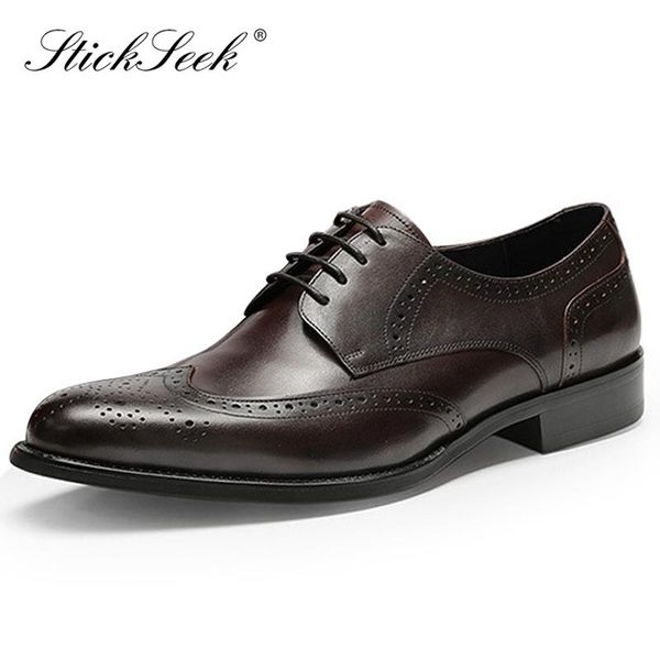 new british genuine leather man formal dress wingtip brogues shoes pointed toe derby carved men's banquet groom oxfords hs163, Black
new british genuine leather man formal dress wingtip brogues shoes pointed toe derby carved men's banquet groom oxfords hs163, Black