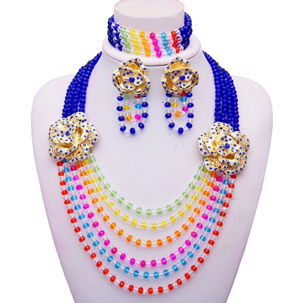 yulaili royal blue transparent crystal beaded nigerian wedding african beads flower shape necklace bracelet earrings jewelry sets for women, Black
yulaili royal blue transparent crystal beaded nigerian wedding african beads flower shape necklace bracelet earrings jewelry sets for women, Black