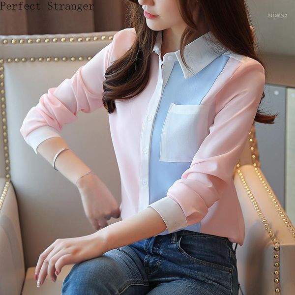 2020 autumn new arrival leisure turn-down collar color block long sleeve woman chiffon blouse1, White
2020 autumn new arrival leisure turn-down collar color block long sleeve woman chiffon blouse1, White