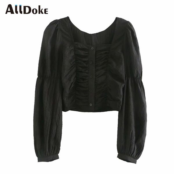 women's blouses & shirts alldoke black casual ruched blouse women summer square collar puff sleeve crop shirt button ladies blusas fem, White
women's blouses & shirts alldoke black casual ruched blouse women summer square collar puff sleeve crop shirt button ladies blusas fem, White
