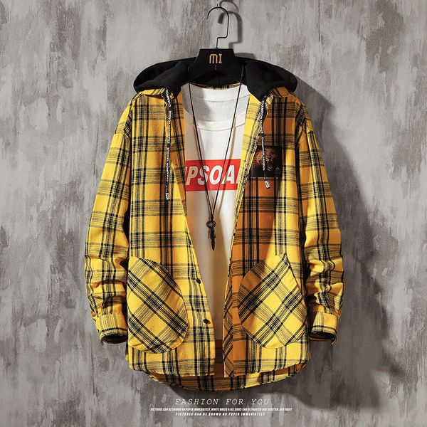 2021 new men's long sleeve hooded korean streetwear fashion plaid coat male clothing harajuku jackets iea4, Black;brown
2021 new men's long sleeve hooded korean streetwear fashion plaid coat male clothing harajuku jackets iea4, Black;brown