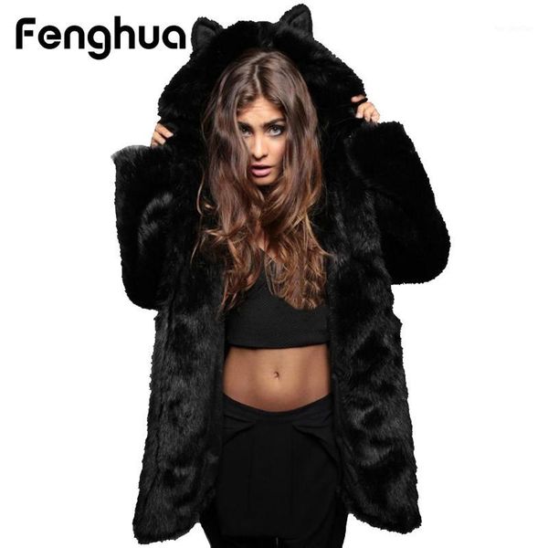 women's fur & faux fenghua winter women coat 2021 hooded jacket with cat ears warm long sleeve ladies casual overcoat1, Black
women's fur & faux fenghua winter women coat 2021 hooded jacket with cat ears warm long sleeve ladies casual overcoat1, Black