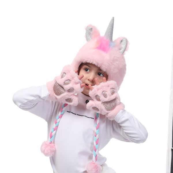 unicorn faux fur hoodie hats girls pink/white warm fingerless plush gloves winter with cat/animal paw soft for kids, Blue;gray
unicorn faux fur hoodie hats girls pink/white warm fingerless plush gloves winter with cat/animal paw soft for kids, Blue;gray