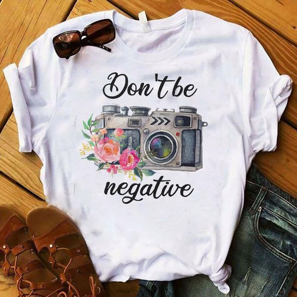 women lady t shirt dont be negative camera print tshirt ladies short sleeve tee shirt women female clothes graphic t shirt, White
women lady t shirt dont be negative camera print tshirt ladies short sleeve tee shirt women female clothes graphic t shirt, White