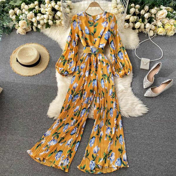 2021 new chiffon floral printing women's neck lantern the fall jumpsuit long overalls vpsa, Black;white
2021 new chiffon floral printing women's neck lantern the fall jumpsuit long overalls vpsa, Black;white