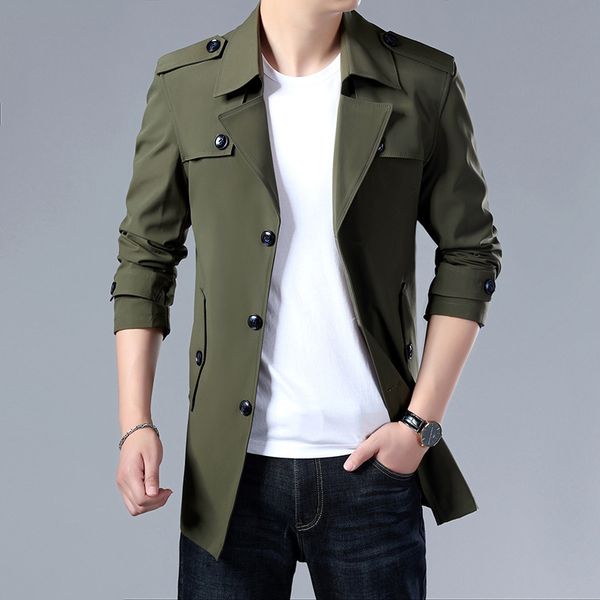 autumn windbreaker business quality medium length men's coat 5 colors large size 6xl, Tan;black
autumn windbreaker business quality medium length men's coat 5 colors large size 6xl, Tan;black
