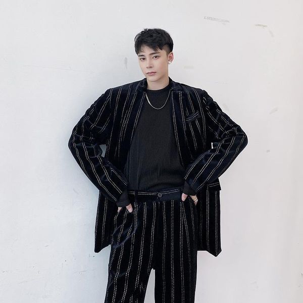 men's suits & blazers male velvet bright diamond stripes vintage casual suit jacket straight pant men 2 pieces sets jacket+pant, White;black
men's suits & blazers male velvet bright diamond stripes vintage casual suit jacket straight pant men 2 pieces sets jacket+pant, White;black