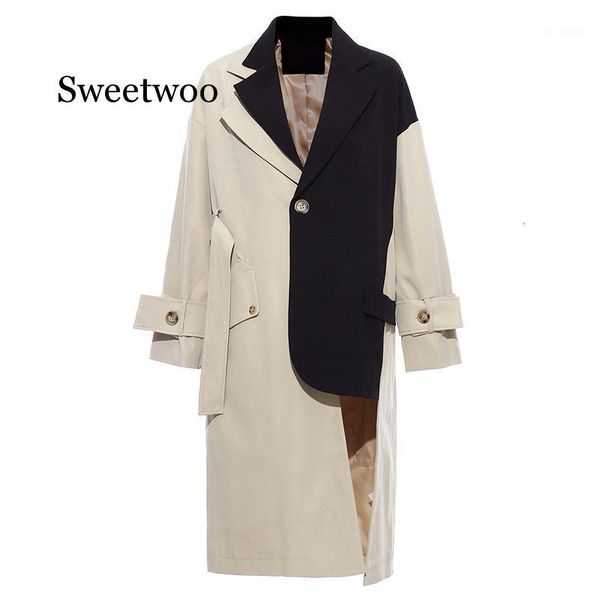 women khaki big size asymmetrical trench new lapel long sleeve loose fit windbreaker fashion autumn winter 20201, Tan;black
women khaki big size asymmetrical trench new lapel long sleeve loose fit windbreaker fashion autumn winter 20201, Tan;black