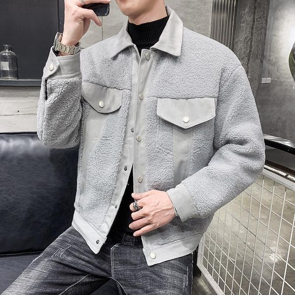 men's fur & faux leather jacket men fleece coat 2021 winter thickened turndown collar fashion outwear pu splicing clothing, Black
men's fur & faux leather jacket men fleece coat 2021 winter thickened turndown collar fashion outwear pu splicing clothing, Black