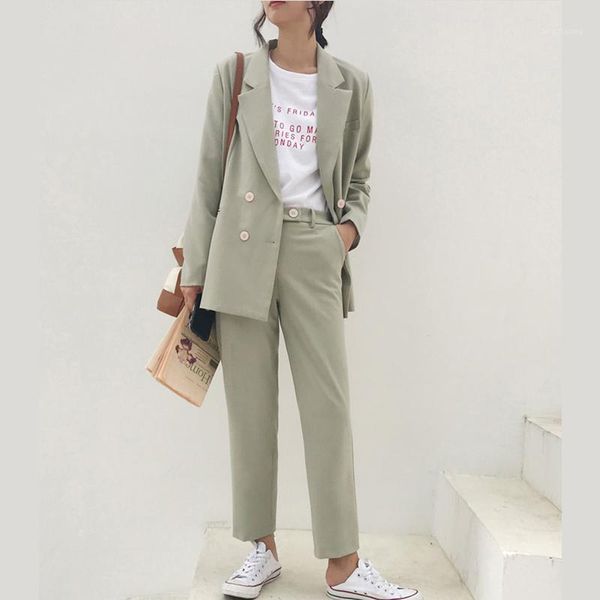 vintage double breasted women pant suit light green notched blazer jacket & high waist pant 2020 spring office wear women suits1, White;black
vintage double breasted women pant suit light green notched blazer jacket & high waist pant 2020 spring office wear women suits1, White;black