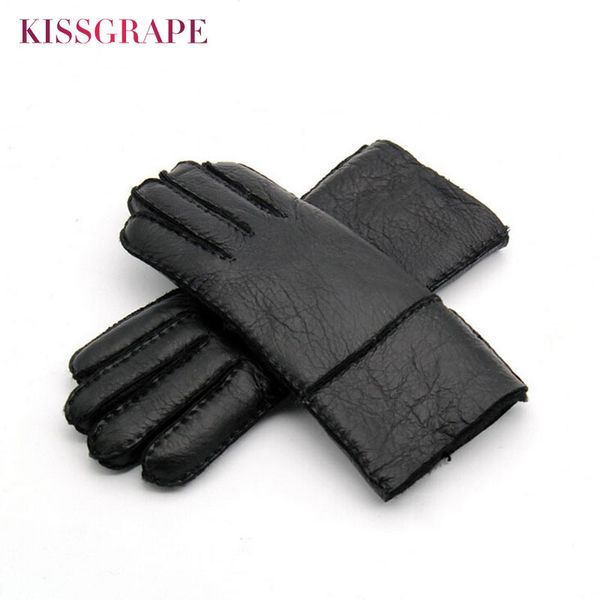 russian winter women' genuine leather warm gloves ladies sheep fur wool lined gloves youth thick windproof mitten guantes black 201020, Blue;gray
russian winter women' genuine leather warm gloves ladies sheep fur wool lined gloves youth thick windproof mitten guantes black 201020, Blue;gray