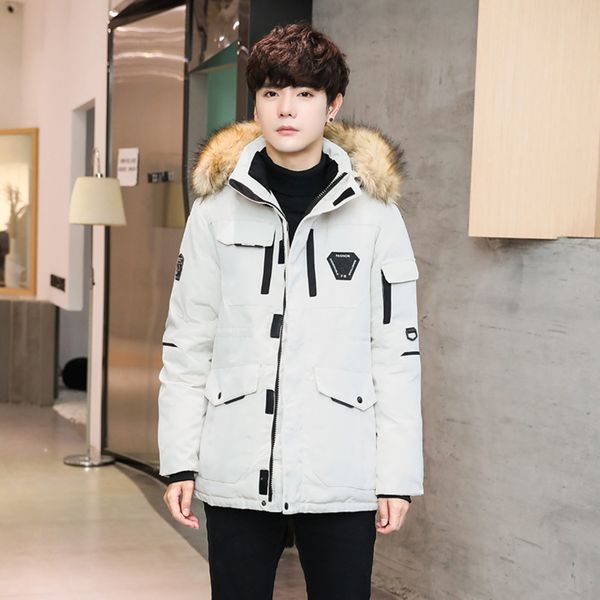new winter men's thickened et couple's large wool collar outdoor work suit white duck down warm coat, Black
new winter men's thickened et couple's large wool collar outdoor work suit white duck down warm coat, Black
