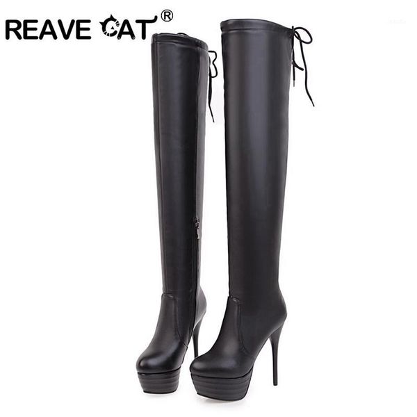 reave cat size 34-43 women boot over knee boots zapatos femininos pu lace-up shoes women zipper high heel boots platform a10321, Black
reave cat size 34-43 women boot over knee boots zapatos femininos pu lace-up shoes women zipper high heel boots platform a10321, Black