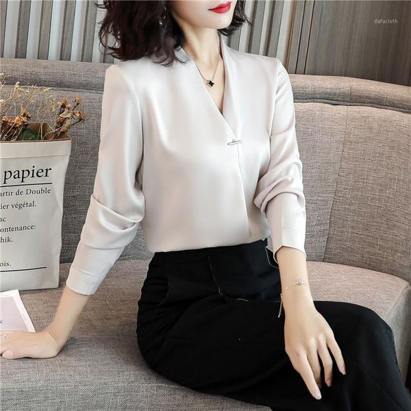 women shirts and blouses 2020 feminine blouse long sleeve casual v-neck collar style women loose blouses1, White
women shirts and blouses 2020 feminine blouse long sleeve casual v-neck collar style women loose blouses1, White