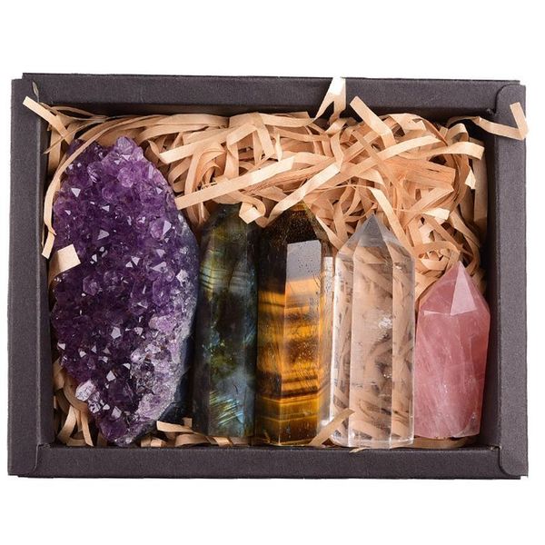 1set natural rose quartz hexagonal column amethyst cluster healing wand mineral crystal point study home decorati qylede, Black 
1set natural rose quartz hexagonal column amethyst cluster healing wand mineral crystal point study home decorati qylede, Black