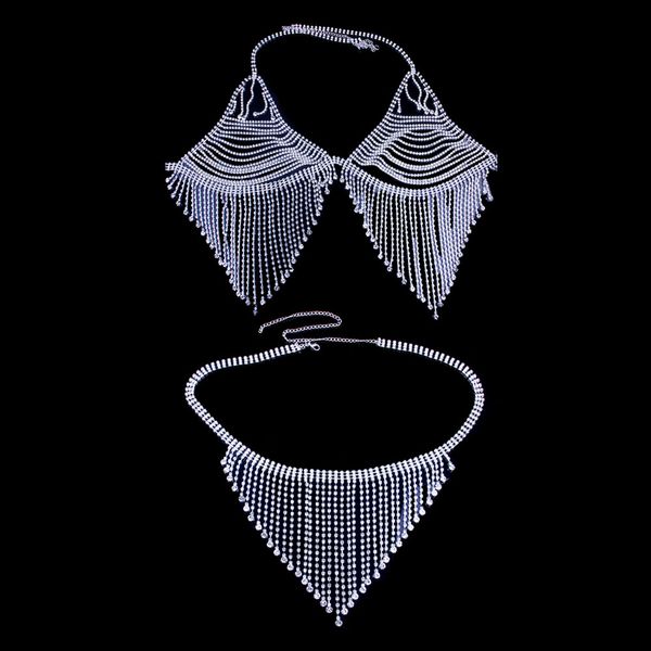 tassel thong crystal body chain bra accessories for women rhinestone bikini set underwear jewelry chain nightclub, Silver
tassel thong crystal body chain bra accessories for women rhinestone bikini set underwear jewelry chain nightclub, Silver