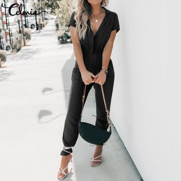 fashion high waist jumpsuits women long rompers celmia lapel short sleeve casual loose cargo pants elastic waist summer playsuit, Black;white
fashion high waist jumpsuits women long rompers celmia lapel short sleeve casual loose cargo pants elastic waist summer playsuit, Black;white