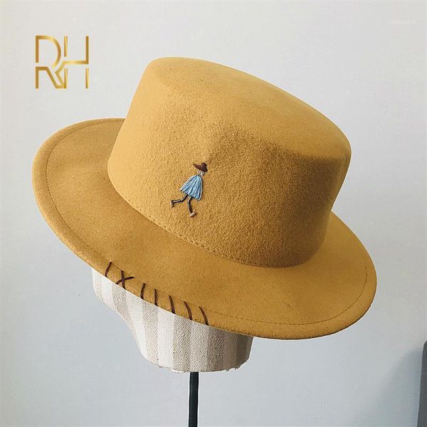 women men wool felt flat embroidery fedora hat lady gentleman winter autum jazz boater panama caps good package rh1, Blue;gray
women men wool felt flat embroidery fedora hat lady gentleman winter autum jazz boater panama caps good package rh1, Blue;gray