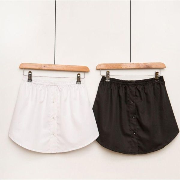 korean womens a-line flared curved fake false hem button down solid color elastic waist detachable skirt decorative waist apron, Black 
korean womens a-line flared curved fake false hem button down solid color elastic waist detachable skirt decorative waist apron, Black