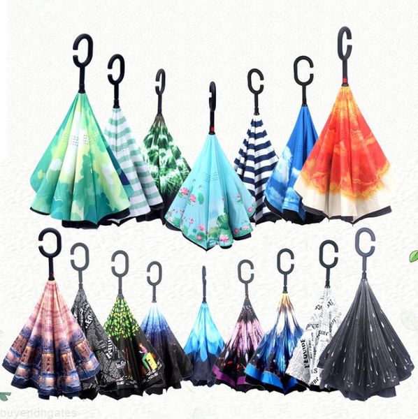 windproof reverse folding double layer inverted chuva umbrella self stand inside out rain protection c-hook hands a226
windproof reverse folding double layer inverted chuva umbrella self stand inside out rain protection c-hook hands a226