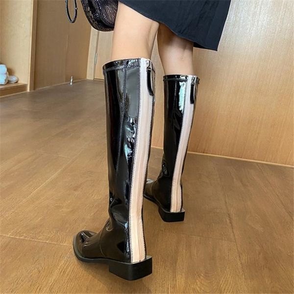 pxelena fashion women patent leather stretch knee high boots back zip plus size 34-42 low heel shoes motorcycle knight boot lady, Black
pxelena fashion women patent leather stretch knee high boots back zip plus size 34-42 low heel shoes motorcycle knight boot lady, Black