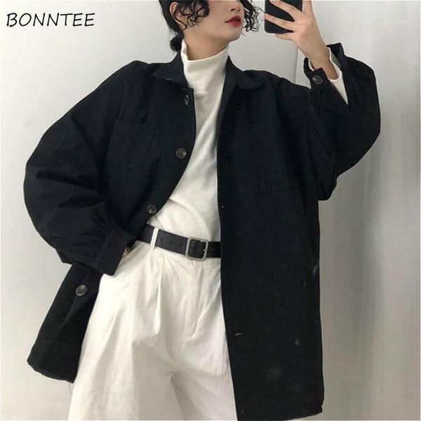 jackets women simple solid black single breasted oversize womens outwear harajuku korean all-match vintage chic casual lady coat1, Black;brown
jackets women simple solid black single breasted oversize womens outwear harajuku korean all-match vintage chic casual lady coat1, Black;brown
