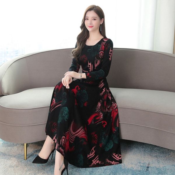 st3ci 2019 neck and winter new round autumn printed women's large size over-the-knee wide noble lady temperament dress dress aclvi, Black;gray
st3ci 2019 neck and winter new round autumn printed women's large size over-the-knee wide noble lady temperament dress dress aclvi, Black;gray