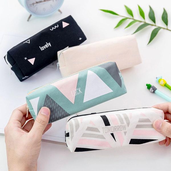cute large capacity pencil bag cases kawaii korea geometry canvas pen box pouch case for school office stationary supplies
cute large capacity pencil bag cases kawaii korea geometry canvas pen box pouch case for school office stationary supplies