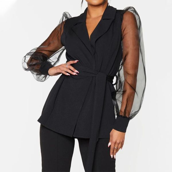 women's suits & blazers 2021 autumn women fashion black organza mesh puff sleeve casual slim business blazer chic office lady suit1, White;black
women's suits & blazers 2021 autumn women fashion black organza mesh puff sleeve casual slim business blazer chic office lady suit1, White;black