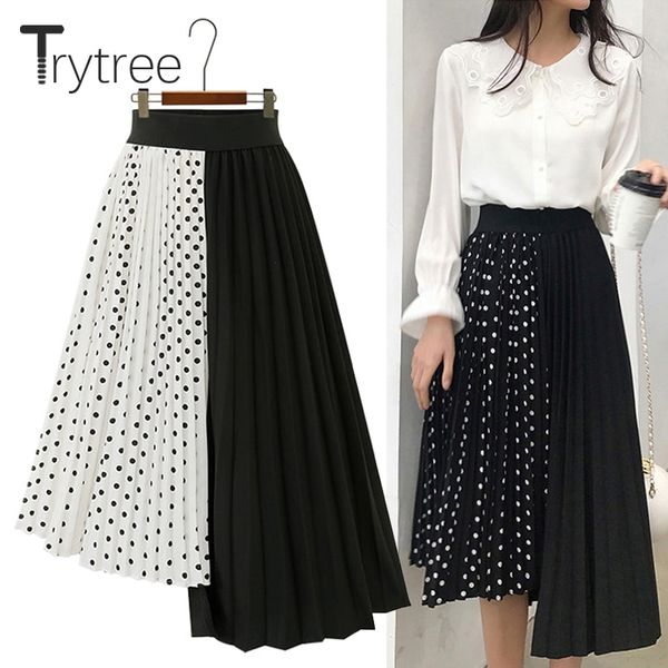 trytree summer autumn women dot skirt casual polyester chiffon asymmetry elastic waist pleated skirt fashion plus size skirts y200326, Black
trytree summer autumn women dot skirt casual polyester chiffon asymmetry elastic waist pleated skirt fashion plus size skirts y200326, Black