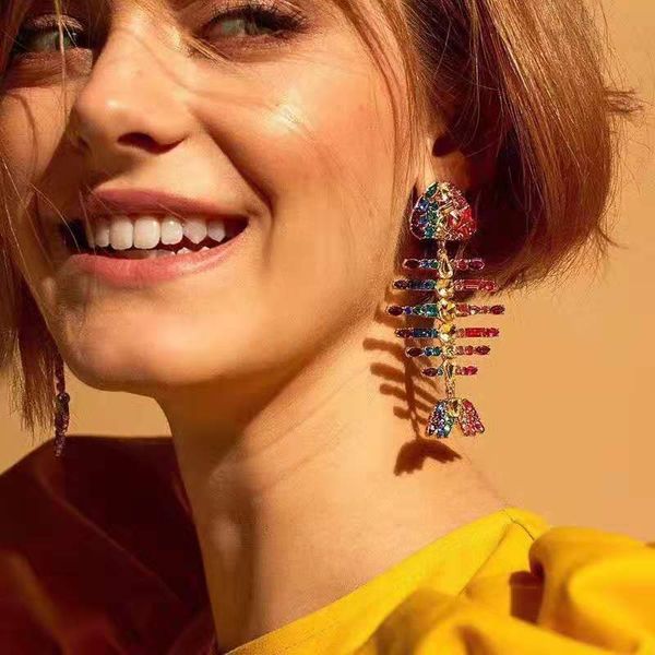 manufacturer wholesale popular style micro-inlaid color zircon fish thorn earrings, temperament personality, Silver
manufacturer wholesale popular style micro-inlaid color zircon fish thorn earrings, temperament personality, Silver