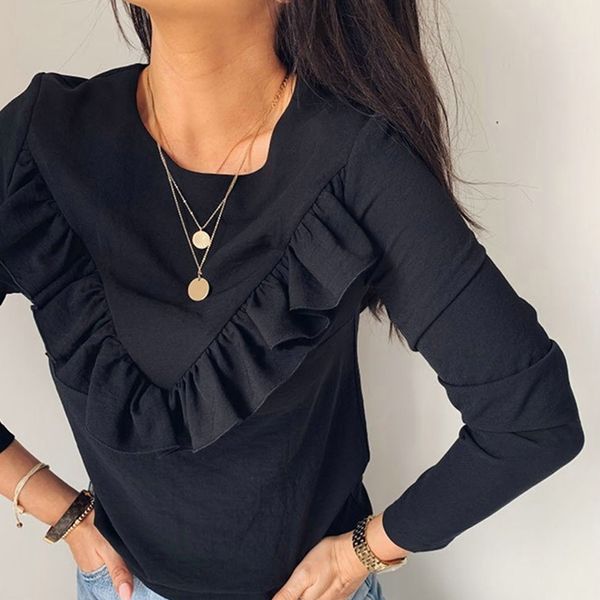 long sleeve women t-shirts lady office work ruffles o-neck casual tees white black autumn winter t shirts basic y200109
long sleeve women t-shirts lady office work ruffles o-neck casual tees white black autumn winter t shirts basic y200109