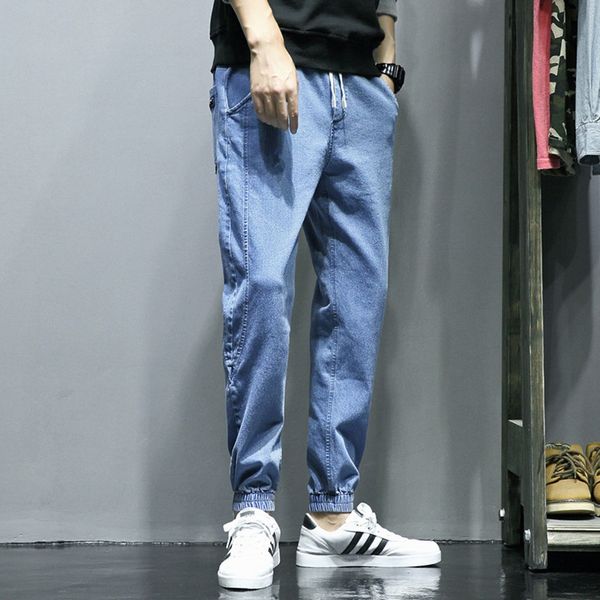 new style loose harem trousers jeans jeans men's small feet harlan pants capris korean version shows thin students' big size four, Blue
new style loose harem trousers jeans jeans men's small feet harlan pants capris korean version shows thin students' big size four, Blue
