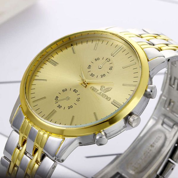 taobao orlando wristwatch, male tiktok new gold watch, male watch, gift watch steel, Slivery;brown