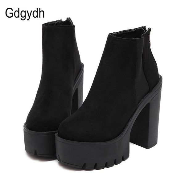 fashion black ankle boots for women thick heels spring autumn flock platform shoes high heels black zipper ladies boots t200106
fashion black ankle boots for women thick heels spring autumn flock platform shoes high heels black zipper ladies boots t200106