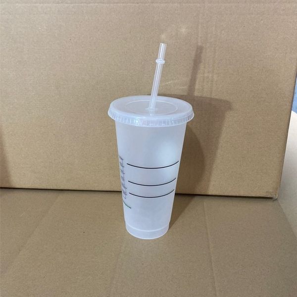cup frosted starbucks quality tumbler high water clear 5pcs plastic cups coffe juice capacity 710ml high home drink mug 24oz bar shop g eiot