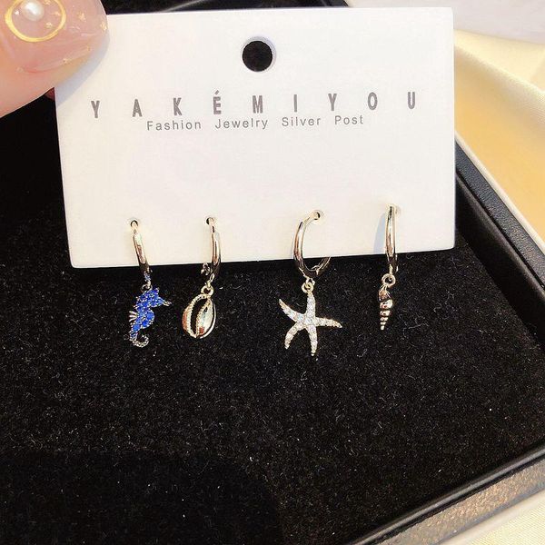 dangle & chandelier migga 4pcs micro paved cubic zircon earrings set gold color hippocampus sea star shell for women, Silver
dangle & chandelier migga 4pcs micro paved cubic zircon earrings set gold color hippocampus sea star shell for women, Silver