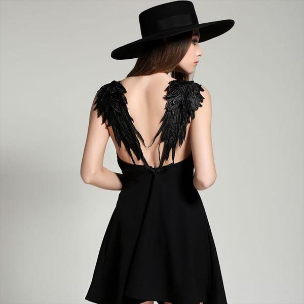 summer black white lace angel wings dress 2021 casual slim backless beach dresses women spaghetti strap vestidos, Black;gray
summer black white lace angel wings dress 2021 casual slim backless beach dresses women spaghetti strap vestidos, Black;gray
