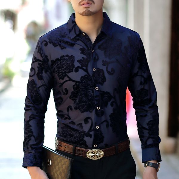 2020 flower transparent rose shirt for black marine men costume male long sleeves designer thin zauy, White;black
2020 flower transparent rose shirt for black marine men costume male long sleeves designer thin zauy, White;black