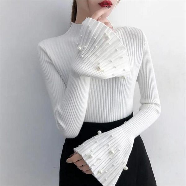 flare long sleeve women's pullover sweater new autumn korean beading knitted female sweaters bottom ruffle women sweater, White;black
flare long sleeve women's pullover sweater new autumn korean beading knitted female sweaters bottom ruffle women sweater, White;black