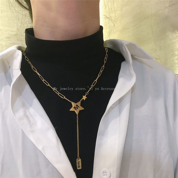 east gate design feeling long five pointed star necklace with versatile temperament sweater personality clavicle chain pendant, Silver
east gate design feeling long five pointed star necklace with versatile temperament sweater personality clavicle chain pendant, Silver