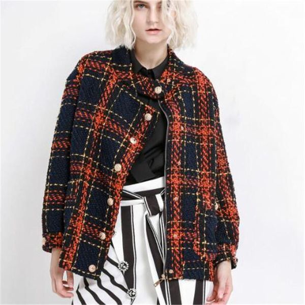 new fashion 2020 designer jacket women's long sleeve lion buttons plaid tweed jacket coat, Black
new fashion 2020 designer jacket women's long sleeve lion buttons plaid tweed jacket coat, Black