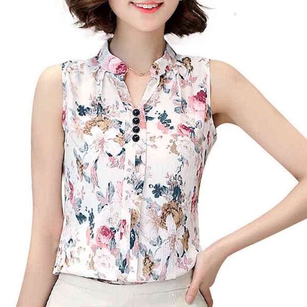 women's t-shirt sleevels floral shirt summer large women's linen shirt chiffon print top, White
women's t-shirt sleevels floral shirt summer large women's linen shirt chiffon print top, White