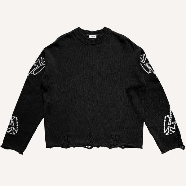 men's sweaters v10 hand damaged torn round neck tide brand loose fashion casual men's and women's ins sweater, White;black
men's sweaters v10 hand damaged torn round neck tide brand loose fashion casual men's and women's ins sweater, White;black