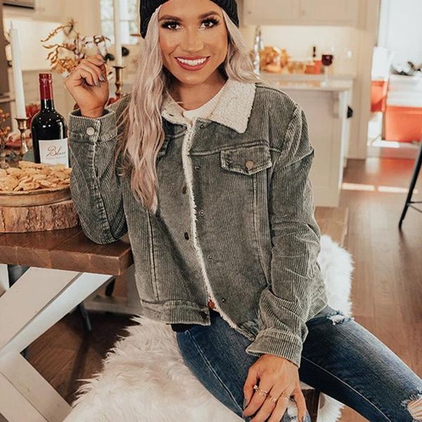 women's jackets women lapel spliced lamb hair collar long sleeve corduroy jacket streetwear casual thick warm coat, Black;brown
women's jackets women lapel spliced lamb hair collar long sleeve corduroy jacket streetwear casual thick warm coat, Black;brown
