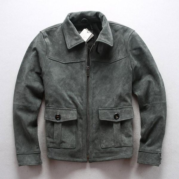 men's leather & faux 2021 men vintage gray genuine motorcycle jacket fashion single-breasted cow suede winter russia coats1, Black
men's leather & faux 2021 men vintage gray genuine motorcycle jacket fashion single-breasted cow suede winter russia coats1, Black