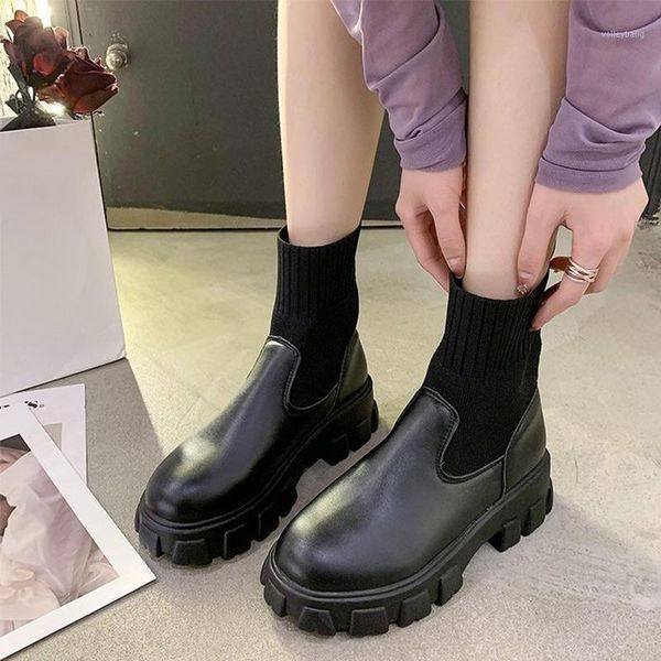 british style short boots women's autumn 2021 new wild thick-soled increase ins trend fashion elastic stocking boots women1, Black
british style short boots women's autumn 2021 new wild thick-soled increase ins trend fashion elastic stocking boots women1, Black