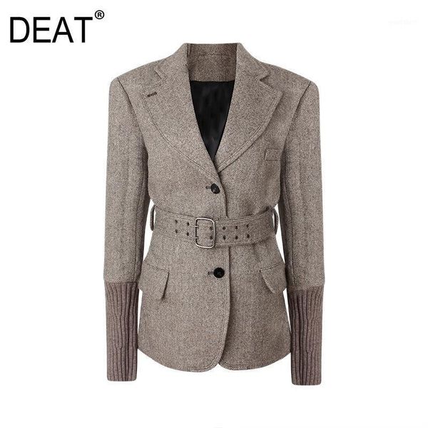 deat 2020 new winter fashion women clothes notched collar full sleeves gray color woolen elastic sleeves blazer with belt wp04601, White;black
deat 2020 new winter fashion women clothes notched collar full sleeves gray color woolen elastic sleeves blazer with belt wp04601, White;black